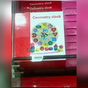 Wooden Teaching Clock – Geometry Shape Blocks & Lacing Beads Learning Clock – KidsTown.pk Pakistan