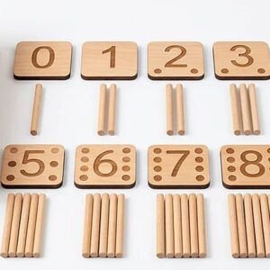 Wooden Counting Sticks & Number Cards Montessori Math Set