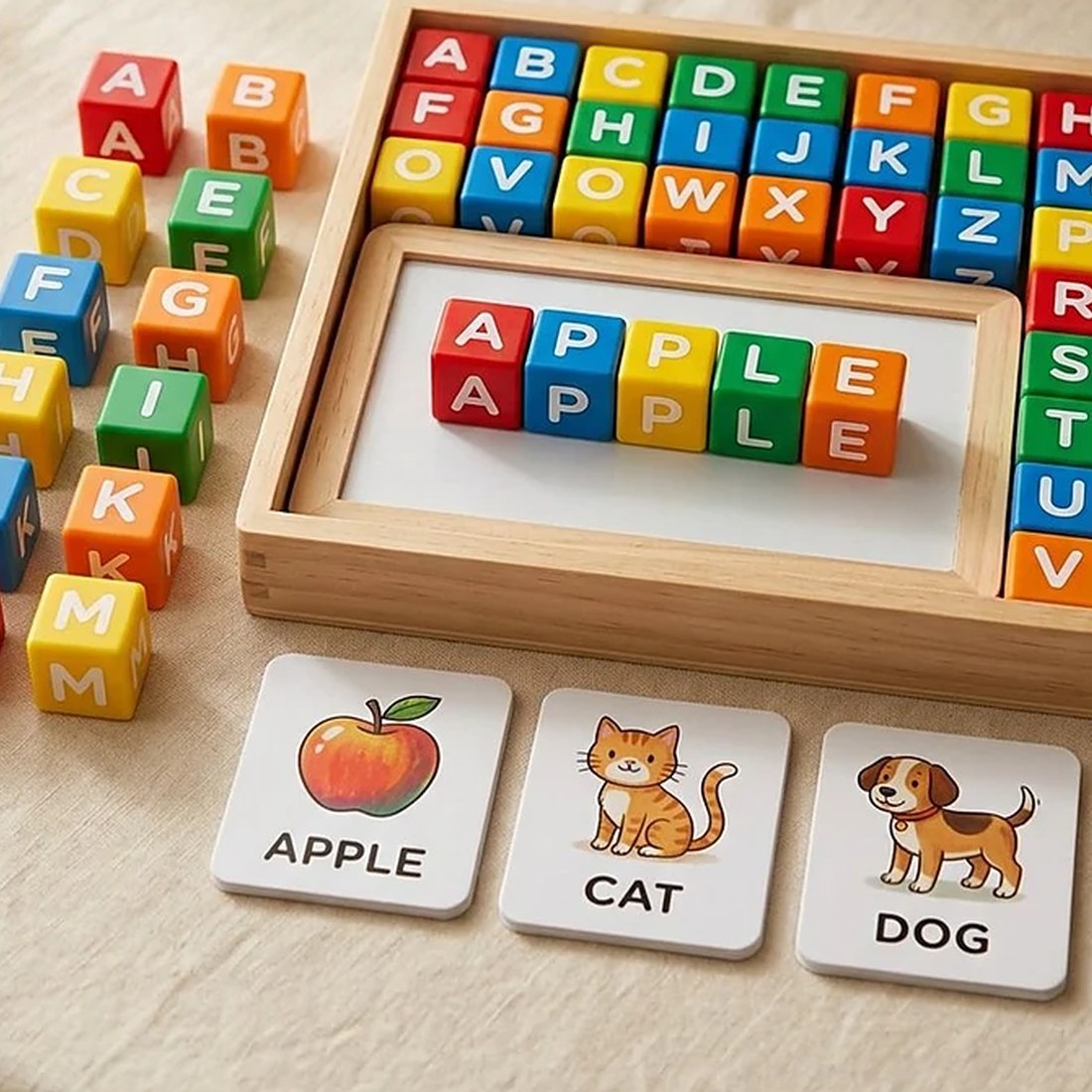 Magnetic Word Spelling Cubes Game