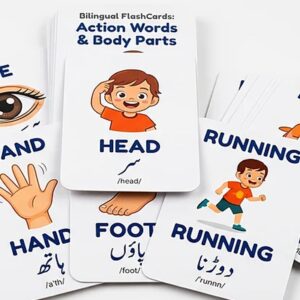 Actions Words & Body Parts Bilingual FlashCards