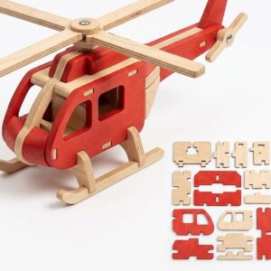 3D Jigsaw Puzzle Wooden Helicopter – Wooden Educational Toy Pakistan