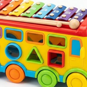 3 in 1 Music Xylophone Learning Bus for Kids (Random Color)