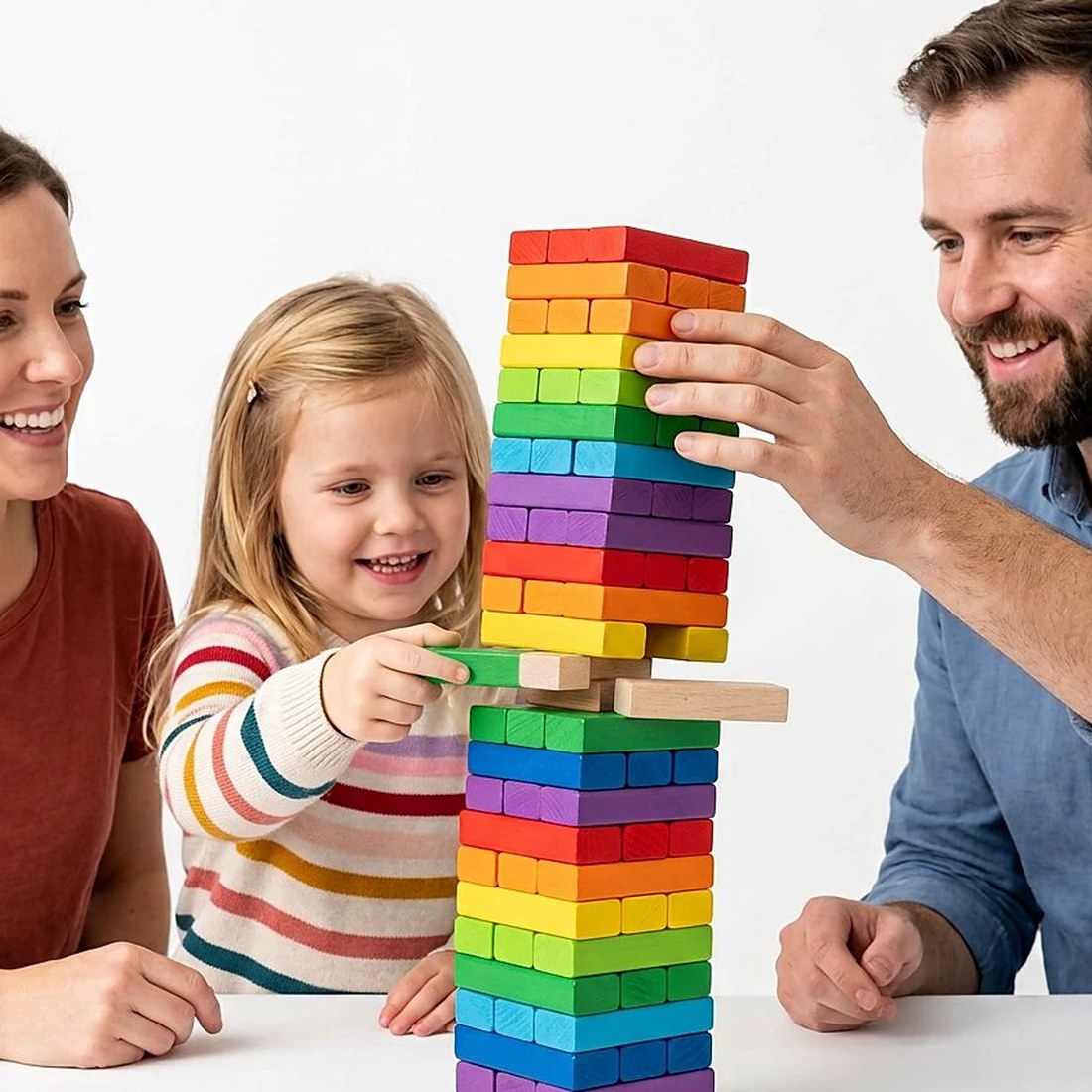 54 Pieces Wooden Colorful Jenga | 2025-8 – Wooden Educational Toy Pakistan