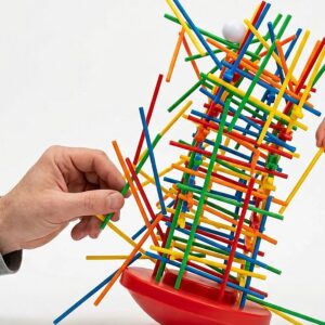 Wobbly Tower Collapse Stacking Stick Game – Montessori Learning Toy for Kids