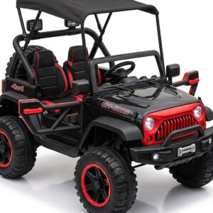 12V Electric Ride-On Jeep for Kids – 2 Seater with Sun Shade & 4 Motors