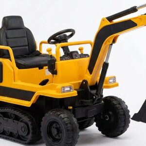 12V Ride-On Excavator Digger for Kids – 4 Motors, Leather Seat & Parental Remote
