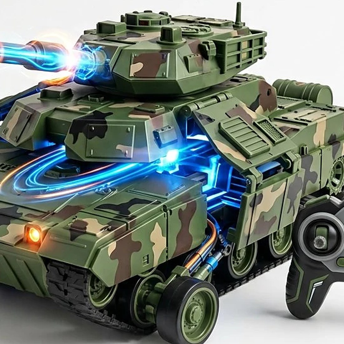2-in-1 Light Tracer RC Battle Tank Car – Shooting Vehicle – KidsTown.pk