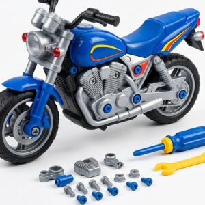 2-in-1 Take-Apart Motorcycle Workshop Building Set