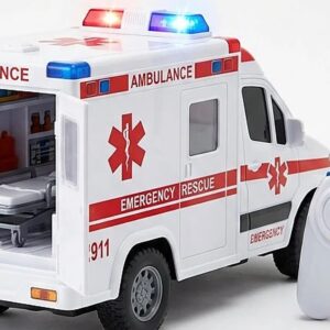 2.4G Remote Control Ambulance – Flashing Lights & Rescue Sound Emergency Truck for Kids