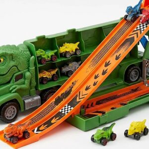 3-in-1 Dino Transporter Racing Launcher – Car Carrier Adventure Set