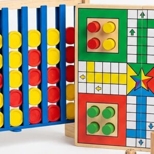 2-in-1 Classic Games Set - Connect 4 and Ludo for Kids and Families