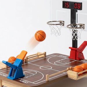 2-Player Basketball Table Game for Kids – Interactive Desktop Basketball Shooting Competition Set with Hoops & Balls | Family Sports Board Game Age 4+