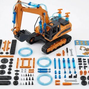 3-in-1 Hydraulic Engineering Excavator Toy Set - DIY Construction Kit for Kids Ages 8+
