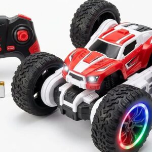 360° Rotating RC Stunt Car – Remote Control Flip Car with LED Lights & Music | High-Speed Rechargeable Off-Road Vehicle for Kids (8+) – KidsTown.pk