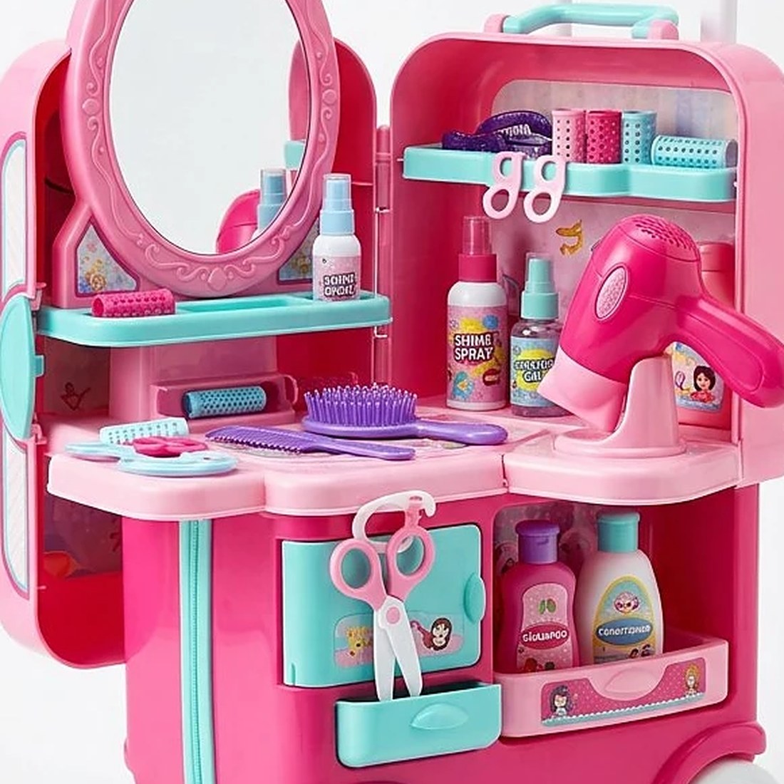 4 in 1 Mobile Hair Salon Playset – Versatile and Portable Pretend Play for Kids 3+