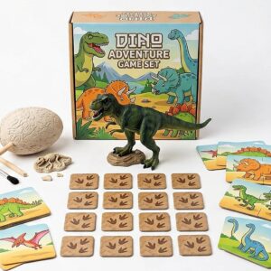 4-in-1 Dinosaur Educational Game Set for Kids – Puzzle, Memory Game, Domino & Flash Cards | 124 Pieces Dinosaur Learning Activity Box | STEM Toy for Boys & Girls Age 3+ – KidsTown.pk