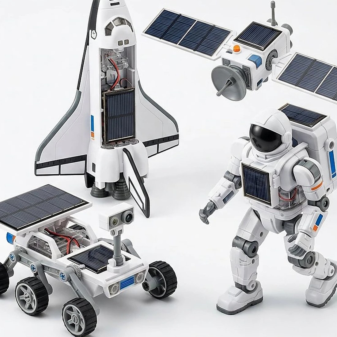 4-in-1 Solar Power Space Exploration Fleet - STEM Space Toy for Kids (Ages 8+)