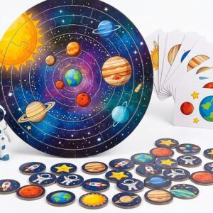 4-in-1 Space Educational Game Set for Kids – Puzzle, Memory Game, Domino & Flash Cards | 124 Pieces STEM Learning Activity Box | Space Toys for Kids Age 3+ – KidsTown.pk