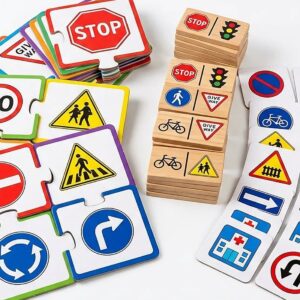 4-in-1 Traffic Educational Game Set for Kids – Puzzle, Memory Game, Domino & Flash Cards | 124 Pieces Learning Activity Box | Vehicle & Transportation Toy for Kids Age 3+ – KidsTown.pk