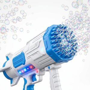 64-Hole Rocket Air Bubble Gun for Kids | Automatic Bubble Machine Blaster with LED Lights | Giant Bubble Maker Toy for Boys & Girls Age 5+