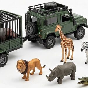 Wild Animals with Diecast Carriage Trailer & Cars – KidsTown.pk