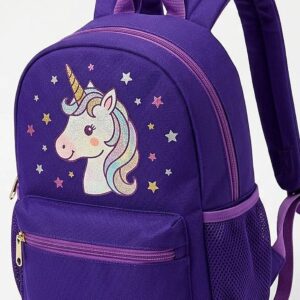 10* Inches Girls Fancy Unicorn Backpack - Purple