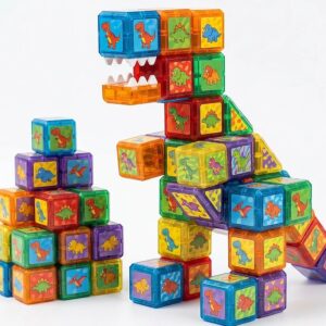 3D Dinosaur Magnetic Cube Building Blocks