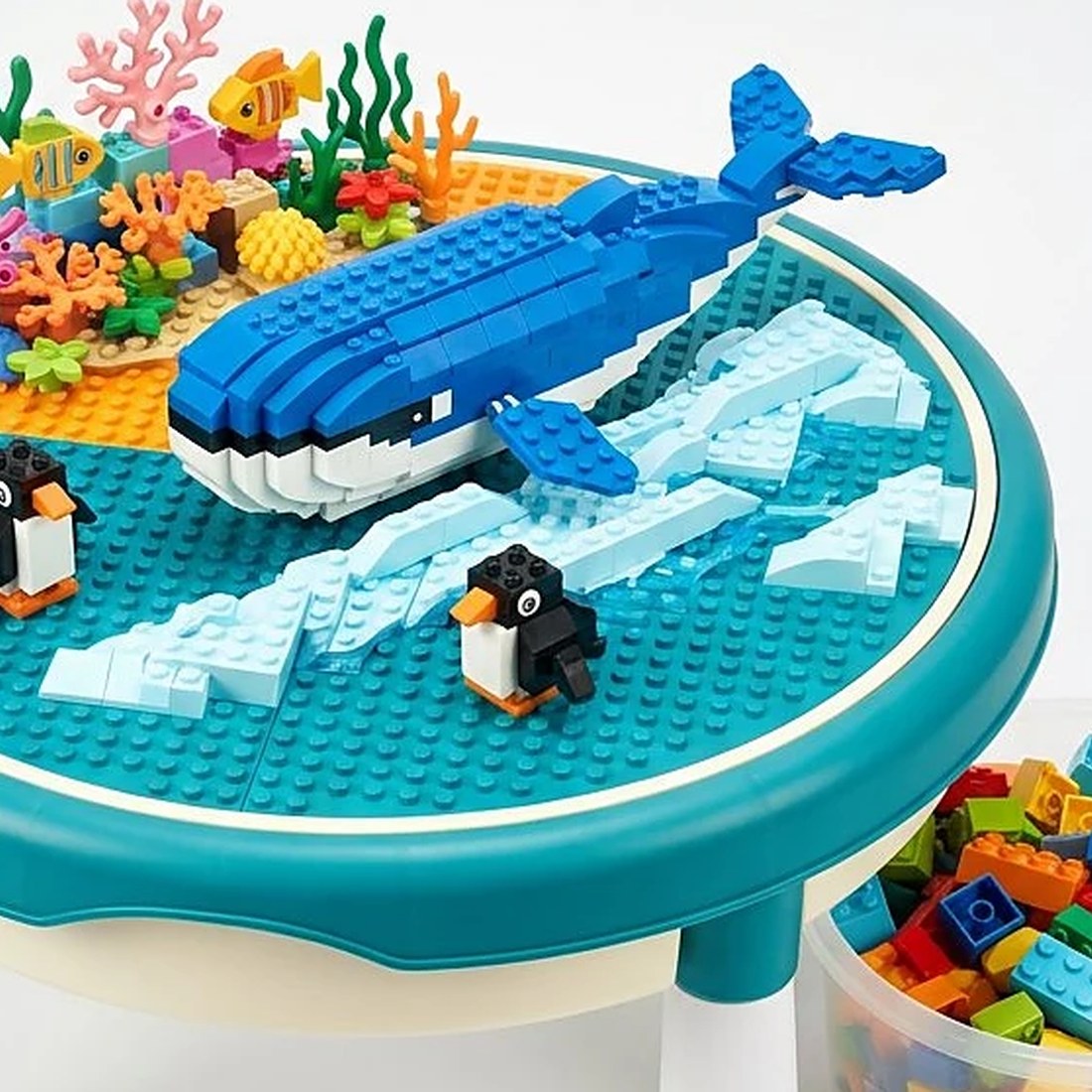 Premium Animal World Building Blocks Table With Stool