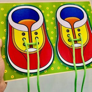 Wooden Shoe Lace Tying Practice Board - Learn to Tie Laces Kids Tool