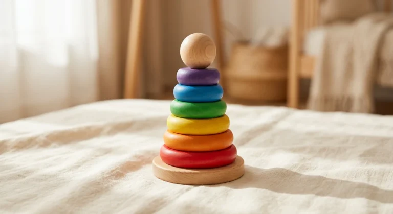 Wooden Rainbow Stacking Tower Ring Set – Montessori Toy for Toddlers